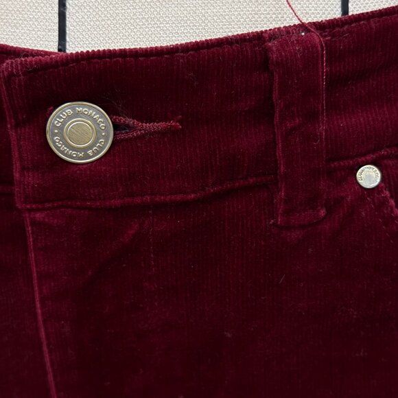 Club Monaco Red Burgundy Velvet Corduroy Pants Size 4 - Picture 4 of 7